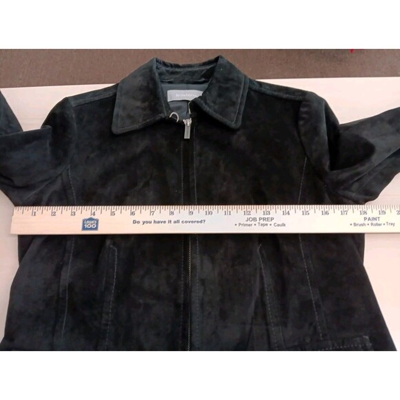 Vintage Liz Claiborne Jacket Small Black Suede Full Zip Lined Pockets Pristine - Picture 6 of 7
